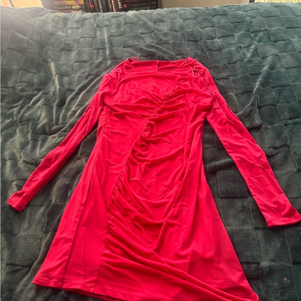 HALARA Vibrant Pink Long Sleeve Dress